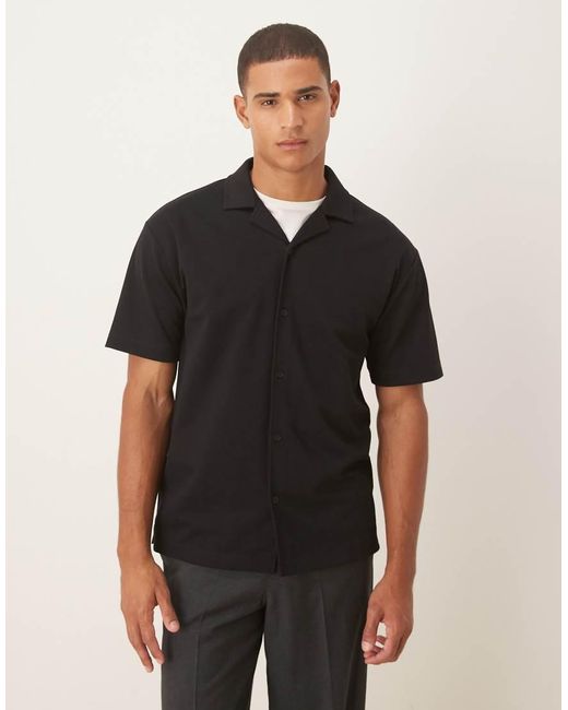 ASOS Black Heavyweight Relaxed Polo Shirt for men