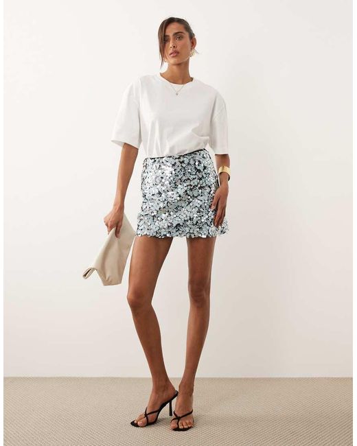 ASOS Multicolor Embellished Mix Sequin A-Line Mini Skirt