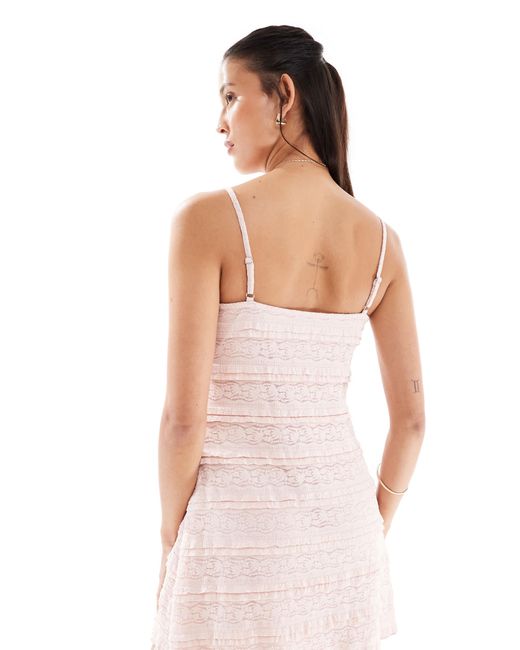Miss Selfridge White Lace And Ruffle Detail Mini Dress