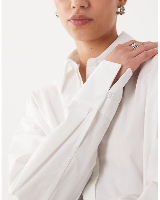 ASOS Natural Wide Cuff Mini Shirt Dress