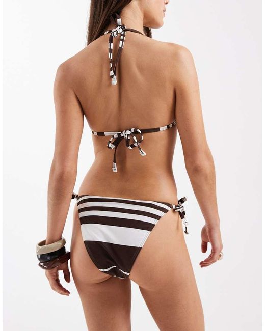 New Look Natural Stripe Tie-side Bikini Bottoms