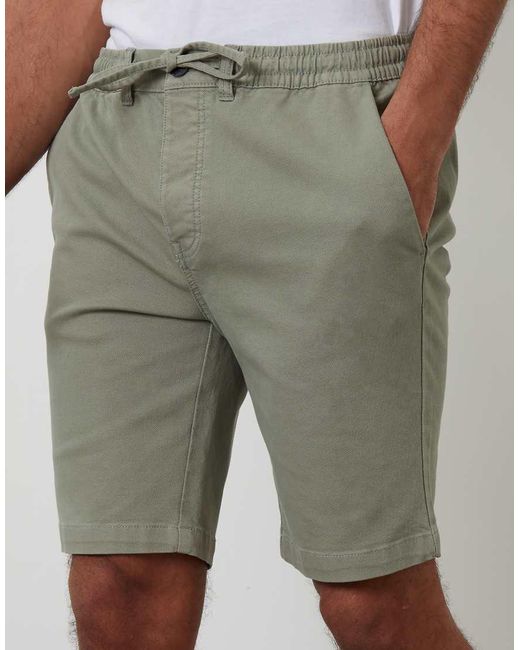 Threadbare Green Elasticated Waist Stretch Chino Shorts for men