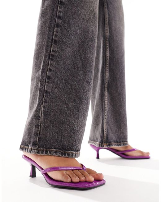 ASOS Purple Heatwave Toe Thong Kitten Heeled Sandals