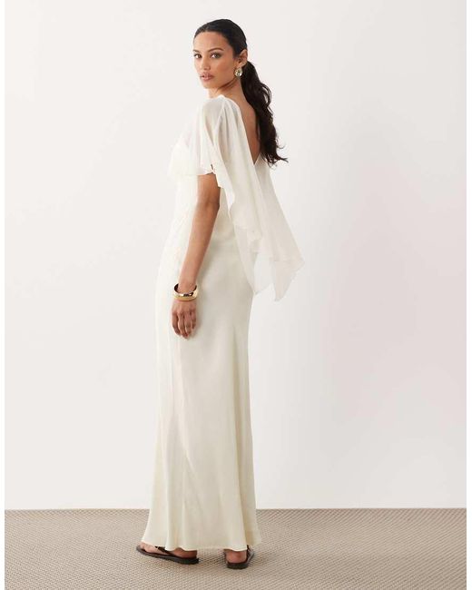ASOS White Satin Cape Layer Maxi Dress