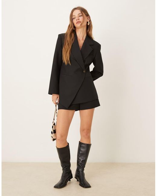 ASOS Black Tailored Nipped Waist Blazer With Cut Away Hem