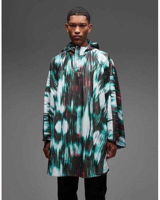Rains Multicolor Waterproof Longline Cape Style Jacket for men