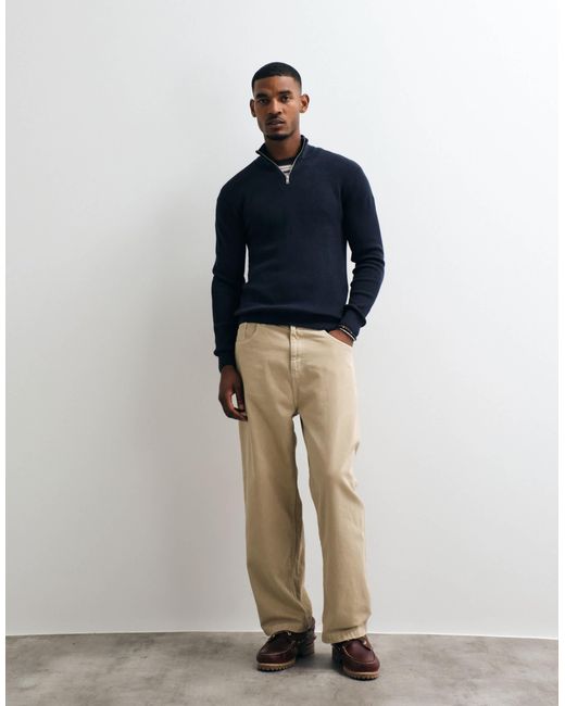 Pull en maille à col zippé quart Blend pour homme en coloris Blue