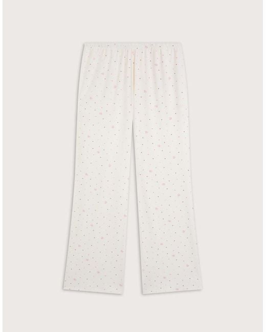 Tala Natural Soft Lounge Pointelle Drawstring Wide Leg Pyjama Bottoms