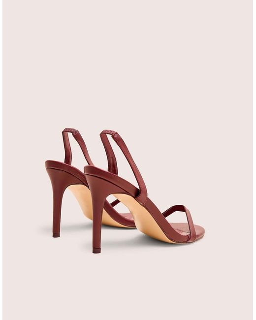 Public Desire Pink Barely Wide Fit Pu Round Toe Slingback Stiletto Heels