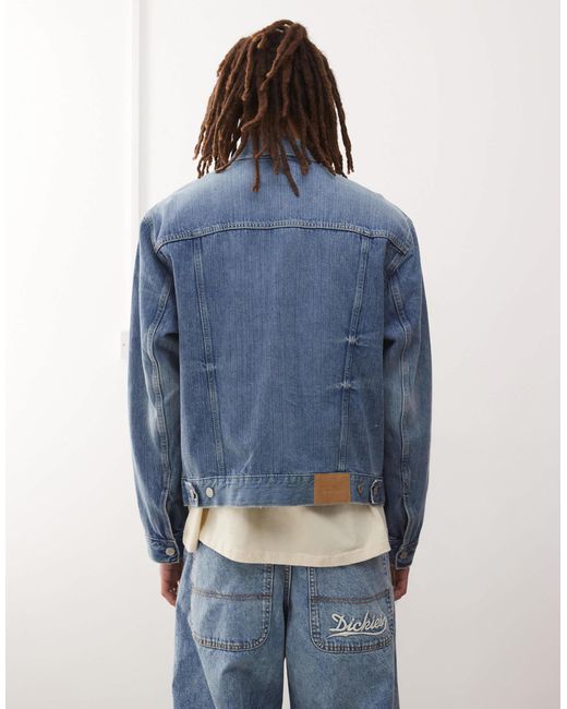Weekday Blue Oversized Denim Jacket With Front Pleat Detail for men