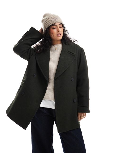 ASOS Black Oversized Twill Pea Coat