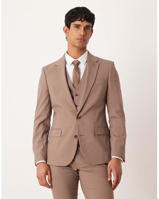 ASOS Brown Skinny Suit Jacket for men