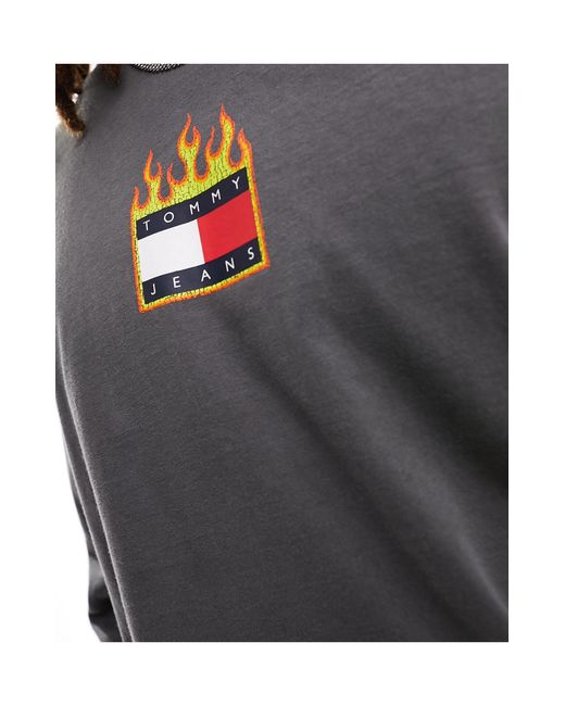 Tommy Hilfiger Gray Long Sleeve Burning Badge Logo T-shirt for men