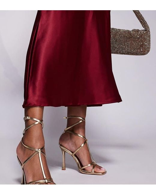 Asos Design Wide Fit Red Nobel Caged High Heeled Sandals