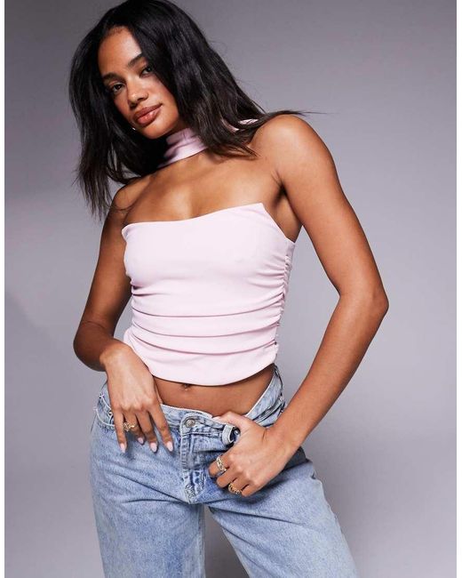 Top A Fascia Pastello Con Dettaglio Stile Sciarpa di ASOS in Gray