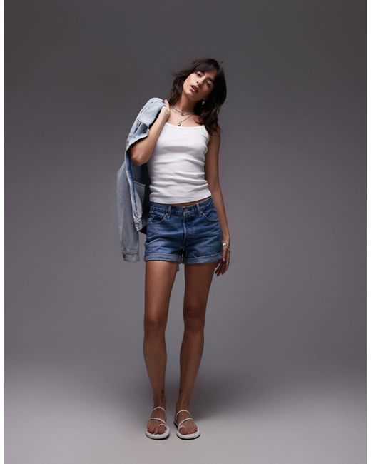 TOPSHOP White Singlet With Scallop Trim