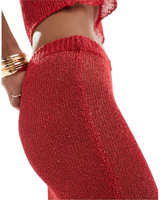 In The Style Red X Perrie Sian Exclusive Fine Knit Sequin Maxi Skirt Co-ord
