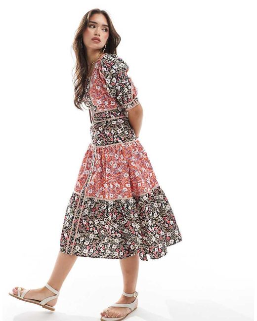 Glamorous Pink Tiered Button Front Midi Dress