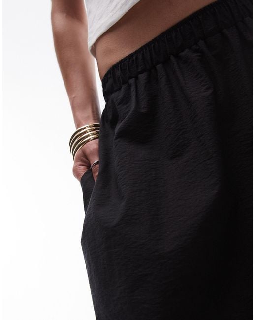 TOPSHOP Black Cotton Tiered Midi Skirt