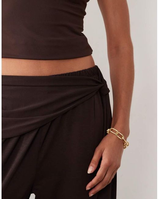 ASOS Brown Slinky Drape Wrap Detail Balloon Pants