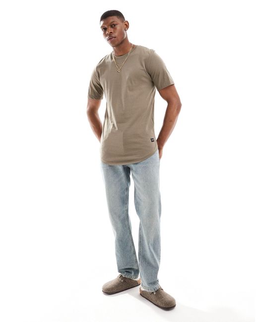 T-shirt avec ourlet arrondi - marron Jack & Jones pour homme en coloris Gray
