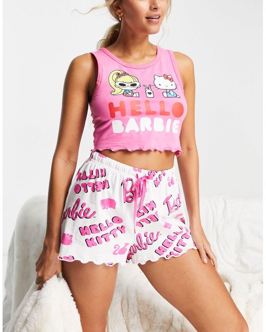 Barbie x hello kitty - ensemble pyjama avec débardeur et short - rose et  blanc ASOS en coloris Rose | Lyst