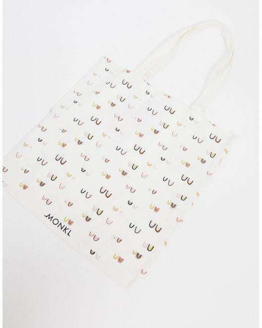 Monki White Maja Organic Cotton Boob Print Tote Bag