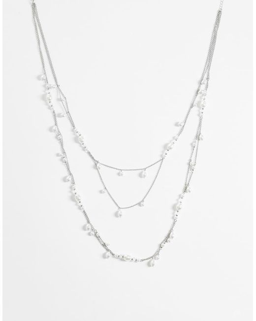 Reclaimed Vintage White Long Line Layered Pearl Necklace