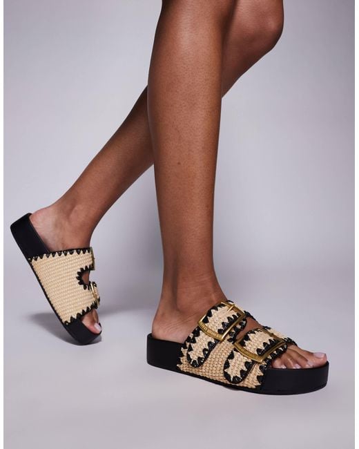 Steve Madden Natural On Deck Sandals With Buckle Straps