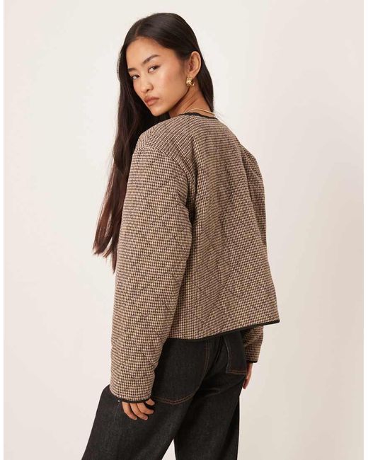 Jdy Brown Houndstooth Padded Jacket