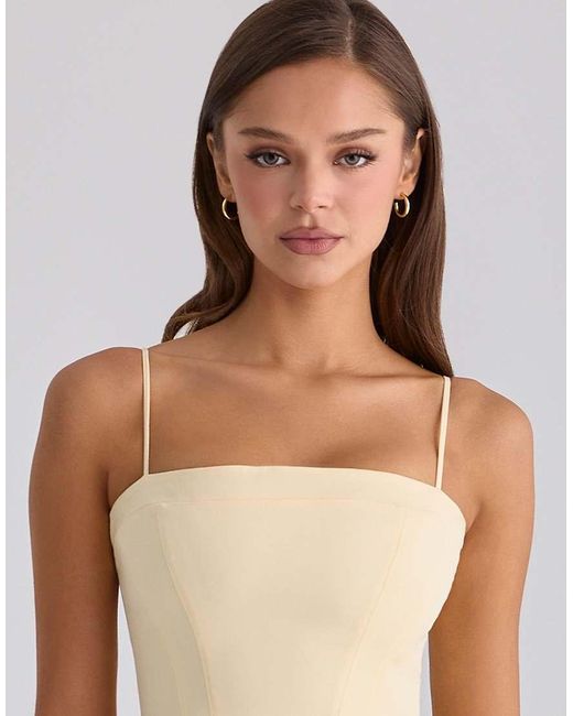 House Of Cb Natural Dolly Lemon Cotton Flared Mini Sundress