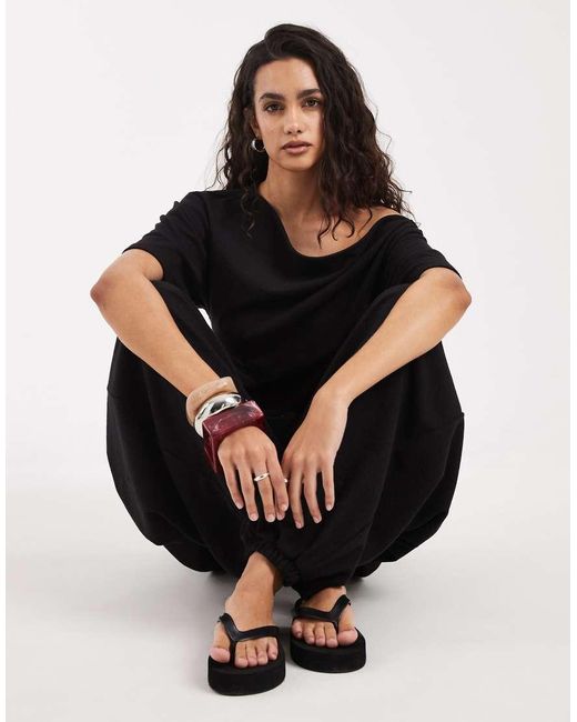 ASOS Black Textured Oversized Balloon Pants