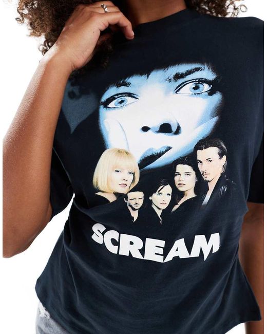 ASOS Blue Corset Waist T-shirt With Scream Licence Graphic