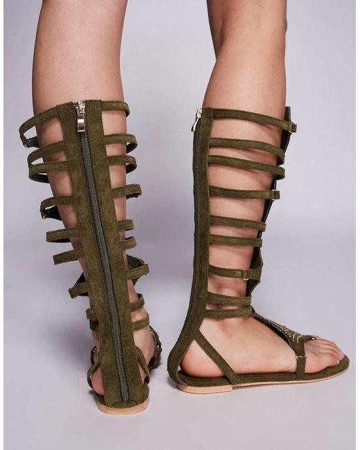 Public Desire Green Rome Gladiator Sandals