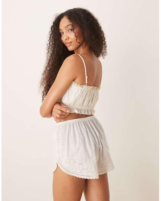 Abercrombie & Fitch Natural Nightwear Scallop Trim Flippy Shorts