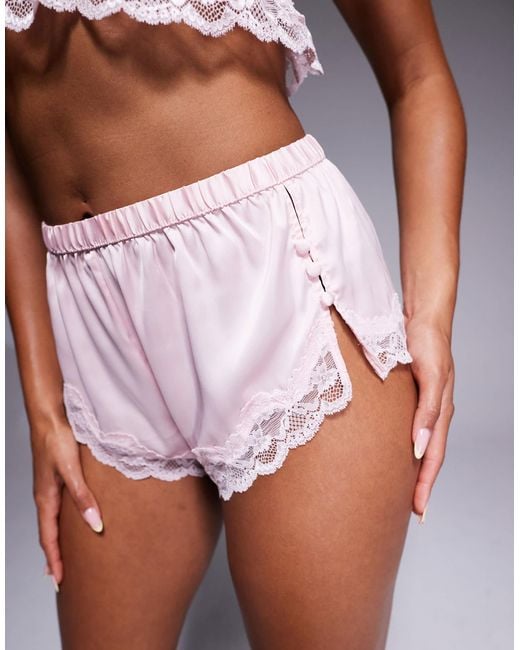 Boux Avenue Pink Gratzia Luxe Satin Bralette And Short Set