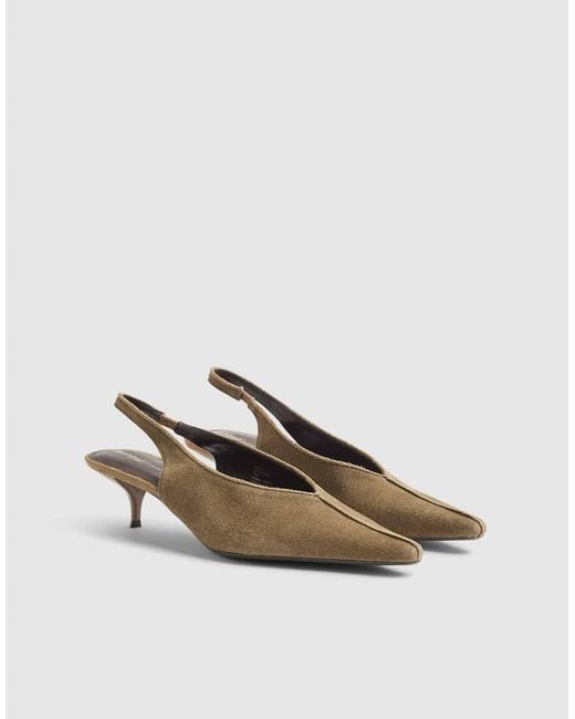 River Island White Suede Slingback Kitten Heels