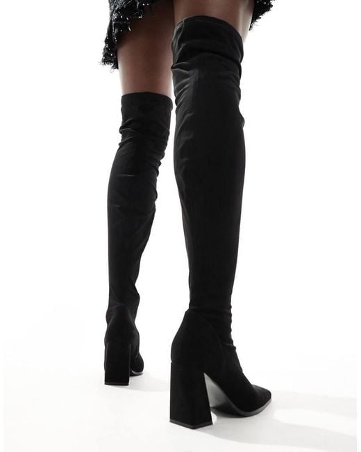 ASOS Black Wide Fit Keely Block-heeled Over The Knee Boots