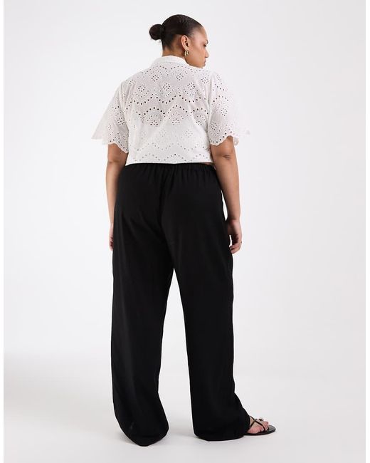 ASOS Black Asos Design Curve Linen Wide Leg Trouser
