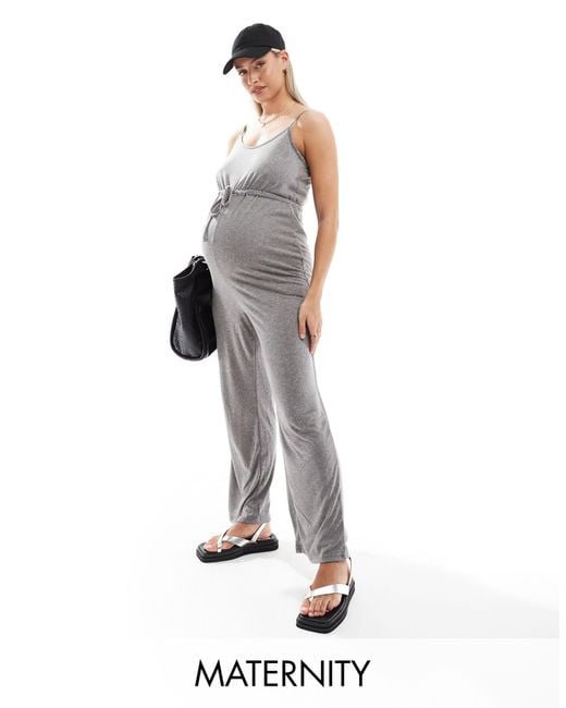 Mama.licious White Mamalicious Maternity Jersey Tie Waist Jumpsuit