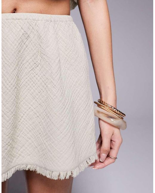 ASOS Natural Callie Cheesecloth Frayed Beach Mini Skirt