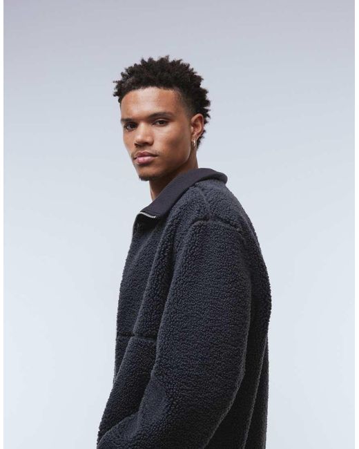 Only & Sons Blue Oversized Sherpa Zip Through Fleece for men