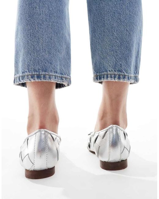 OFF THE HOOK Blue Leather Marble Ballerina Flats