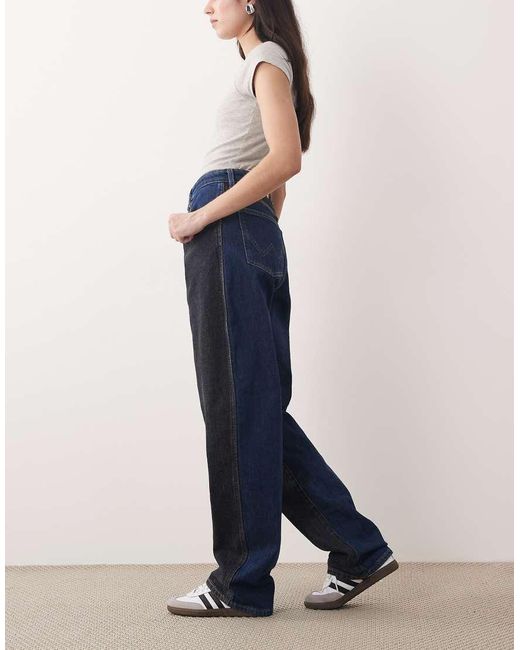 Wrangler Blue Patched Barrel Jeans