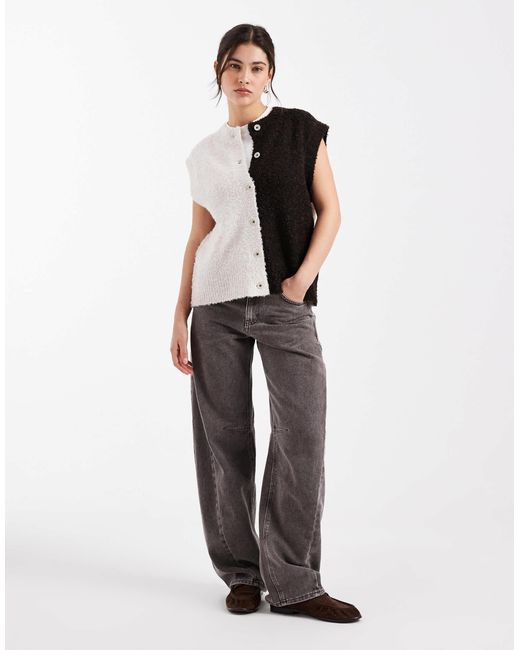 Object White Contrast Boucle Knitted Vest