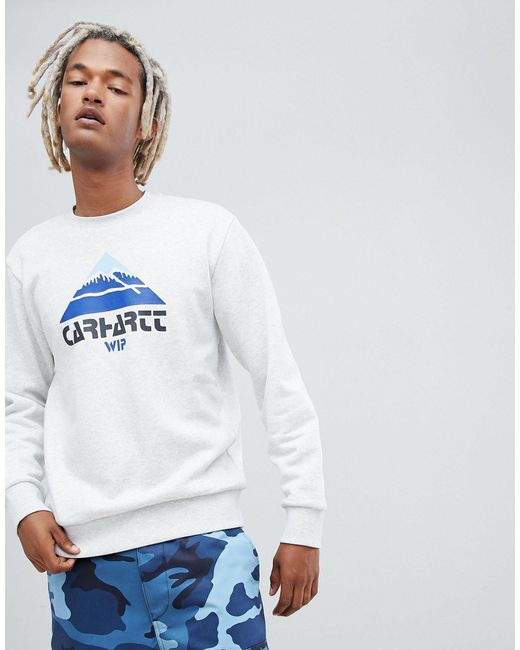 Carhartt WIP – es sweatshirt mit berg-logo in Gray für Herren