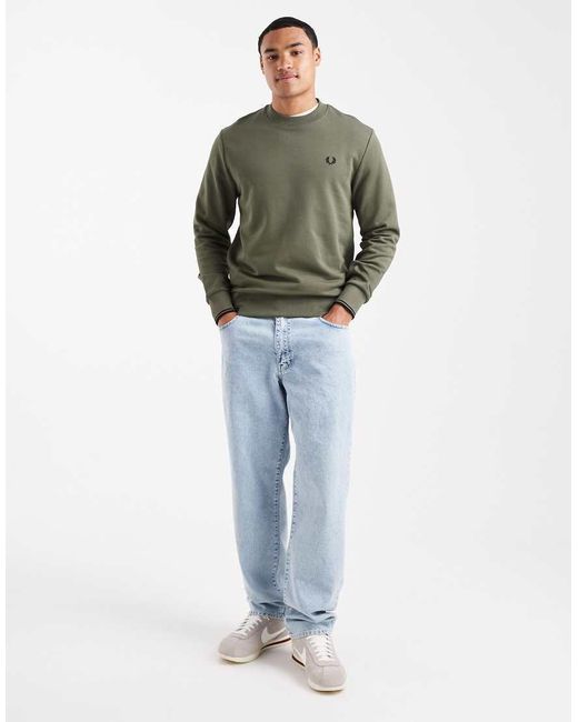 Fred Perry Green Crew Neck Sweatshirt for men