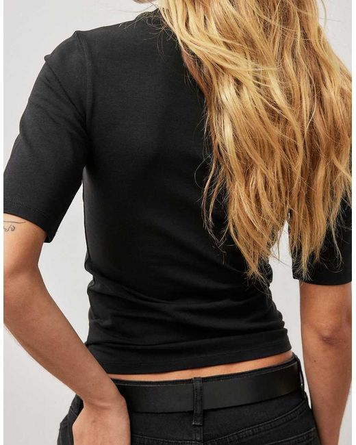 NA-KD Black Longer Sleeved T-Shirt