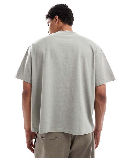 Jack & Jones Gray Boxy Crop T-shirt With Front Print for men
