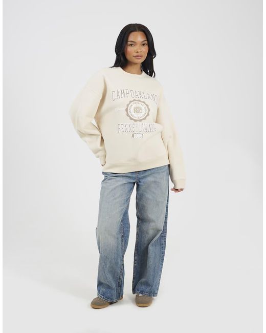 Brave Soul Natural Crew Neck Graphic Print Sweatshirt